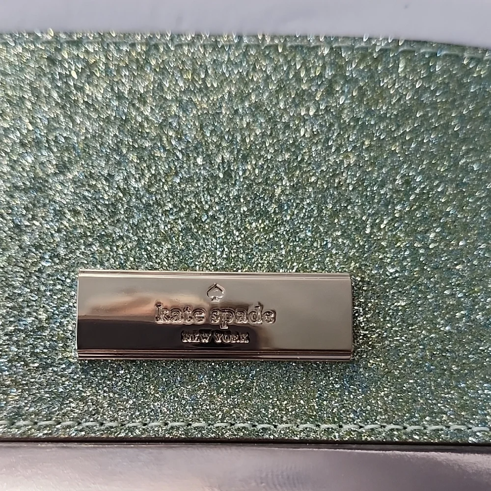 Kate Spade Glittery Green Seawater KENZIE Cardholder - Picture 2 of 7